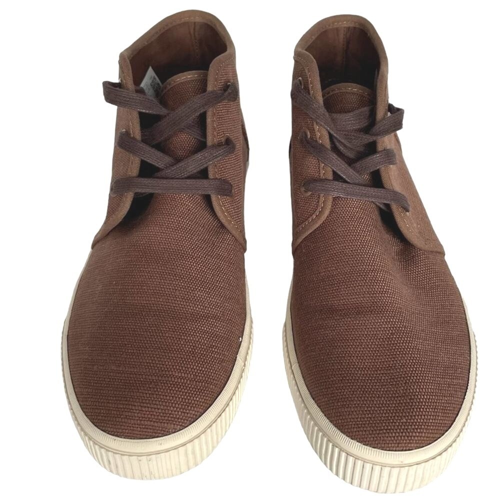 TOMS Mens‎ Brown Canvas Chukka Boots Lace Up Casual Shoes Size 7